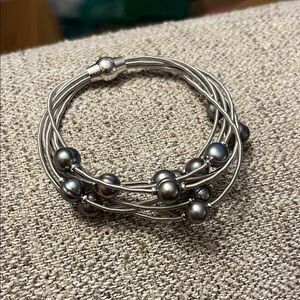 Multi Strand Sterling and Pearl Bracelet